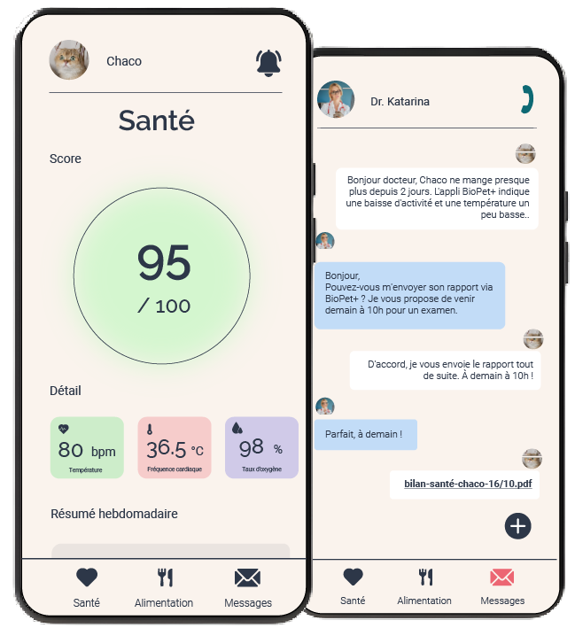 Preview of the BioPet+ mobile app