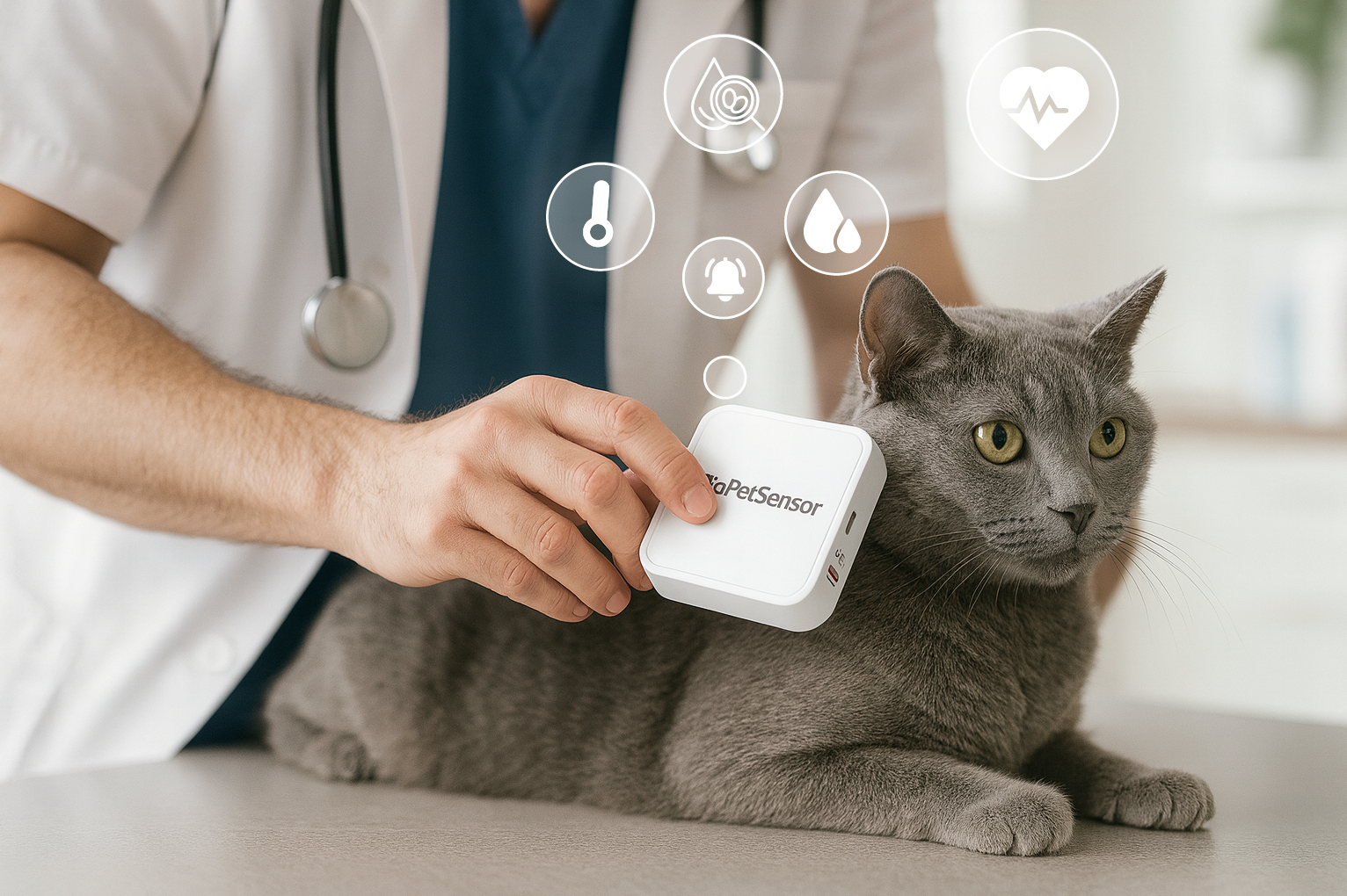 Cat with the BioPetReader held nearby